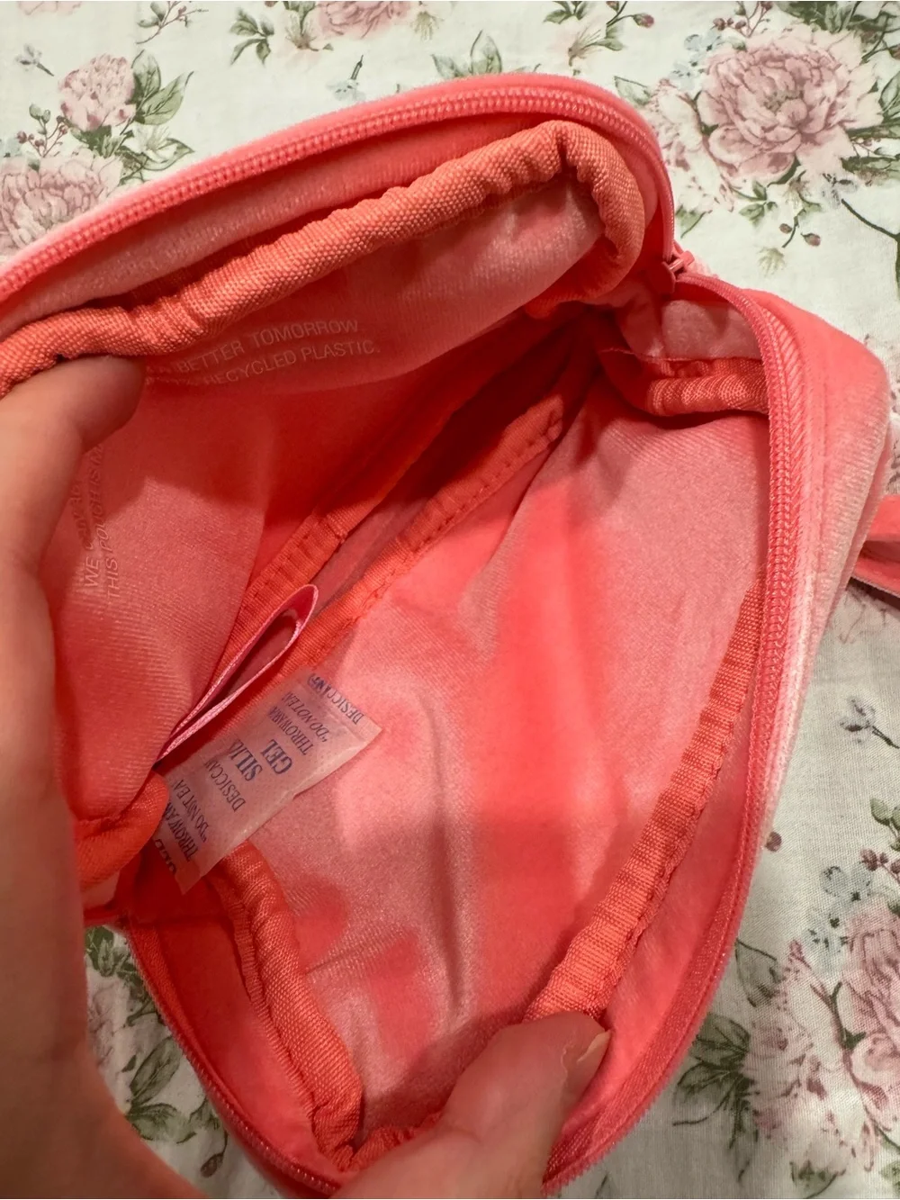 Valentino Pink Velvet Cosmetic Bag with V Logo